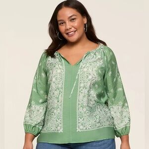 NWT Lane Bryant Green Paisley Blouse